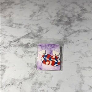 Colorful Abstract Red, White and Blue Earrings